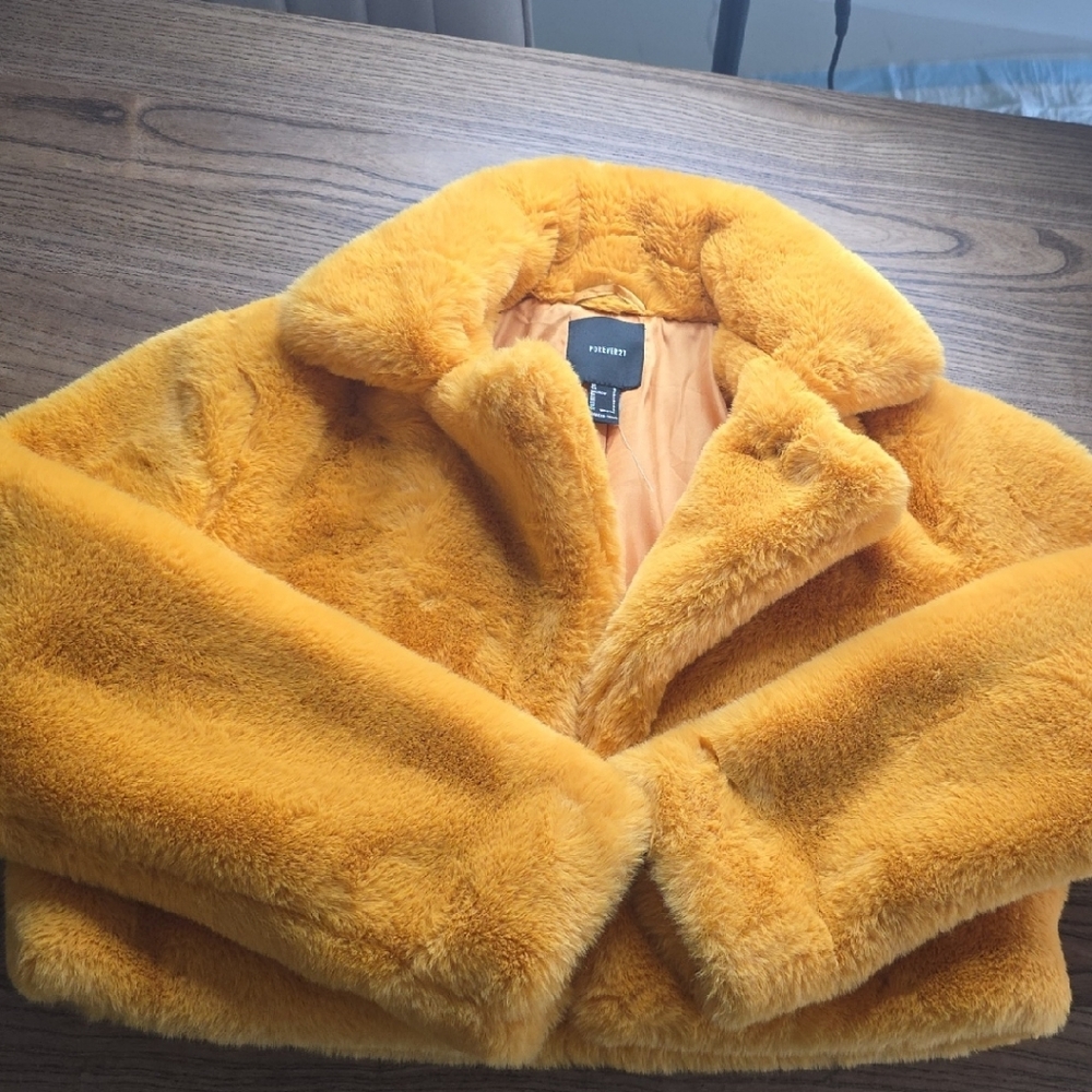 Forever 21 Orange Faux Fur Puffer Jacket